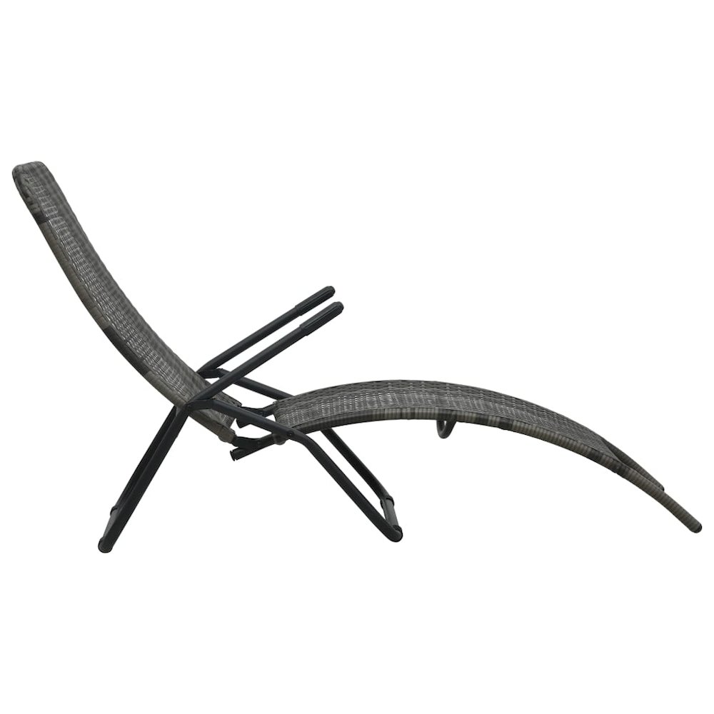 Sun Lounger Grey Made of PE rattan and powder-coated steel. Picture 3
