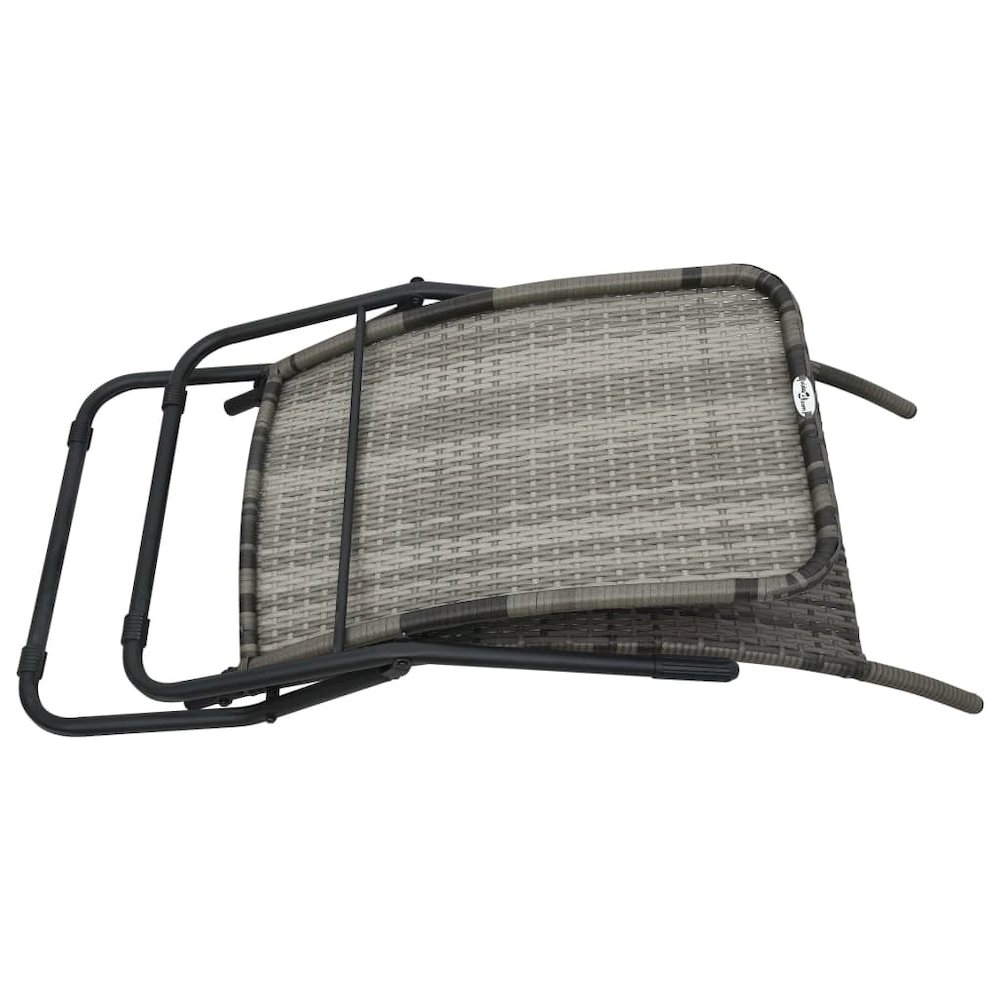 Sun Lounger Grey Made of PE rattan and powder-coated steel. Picture 4