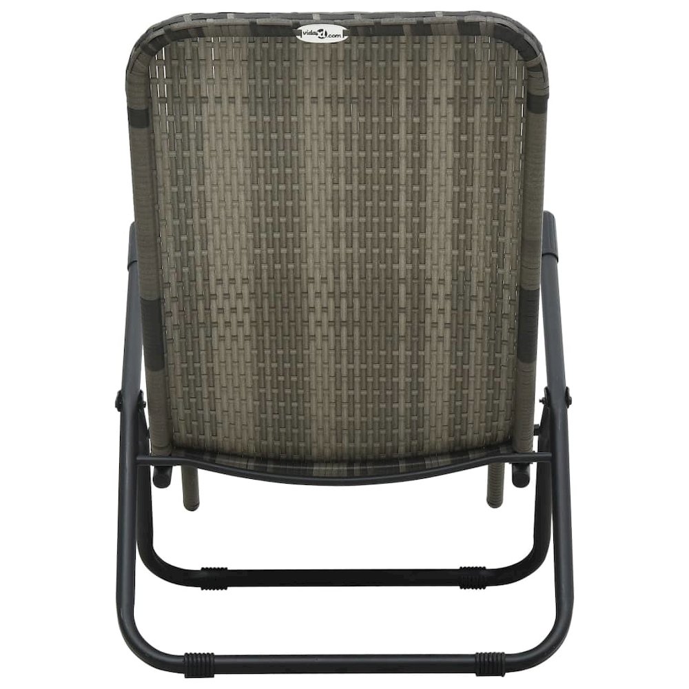 Sun Lounger Grey Made of PE rattan and powder-coated steel. Picture 5