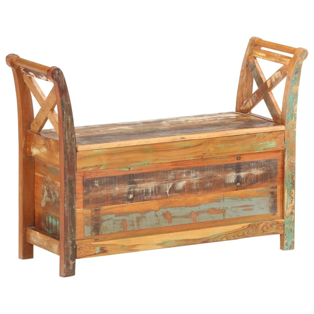 Hall Bench Dark brown Solid reclaimed wood 40.6 in wide, 13 in deep. Picture 1