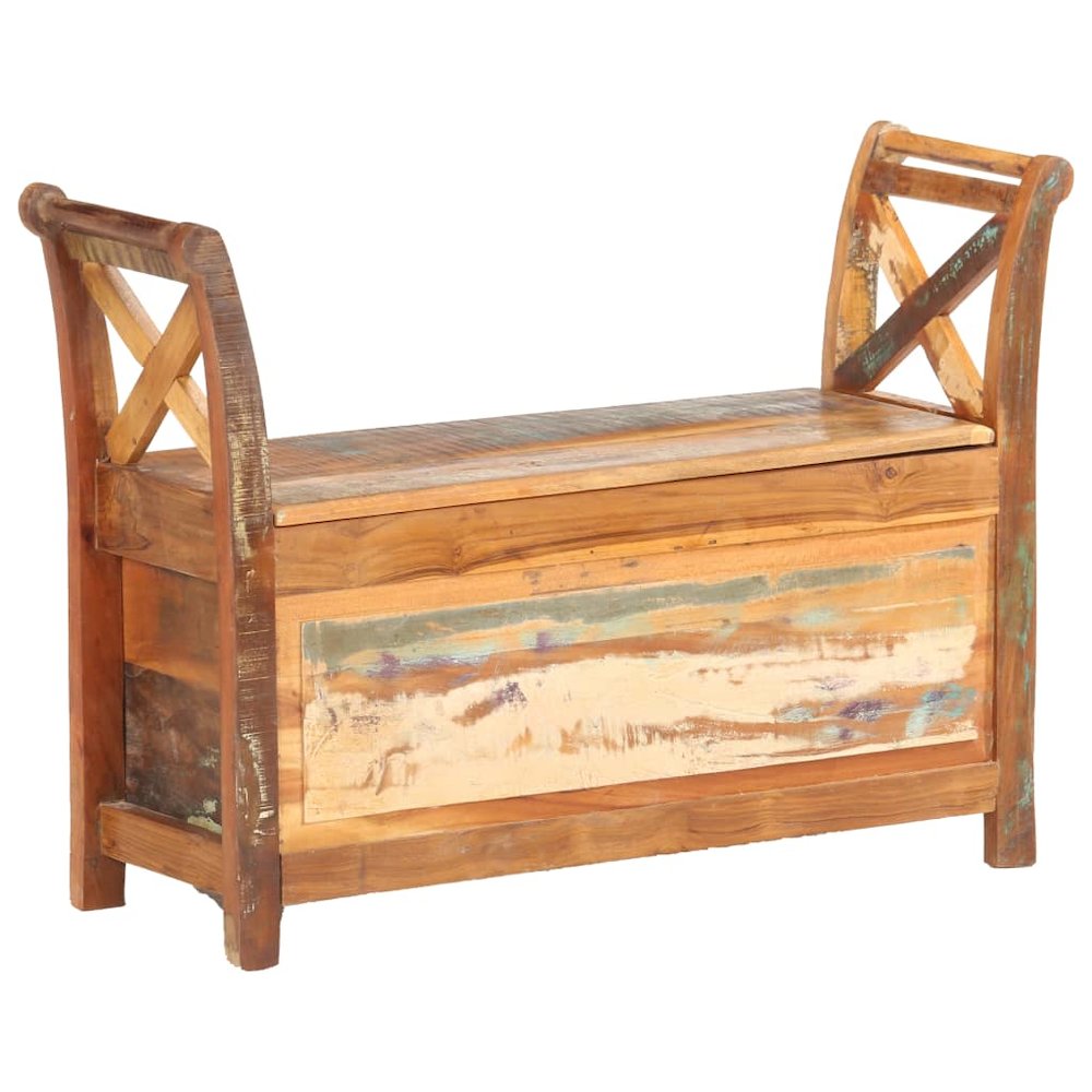 Hall Bench Dark brown Solid reclaimed wood 40.6 in wide, 13 in deep. Picture 11