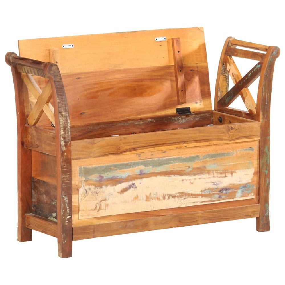 Hall Bench Dark brown Solid reclaimed wood 40.6 in wide, 13 in deep. Picture 4