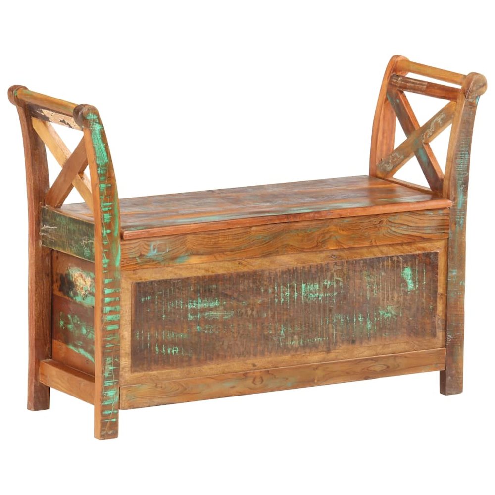Hall Bench Dark brown Solid reclaimed wood 40.6 in wide, 13 in deep. Picture 8