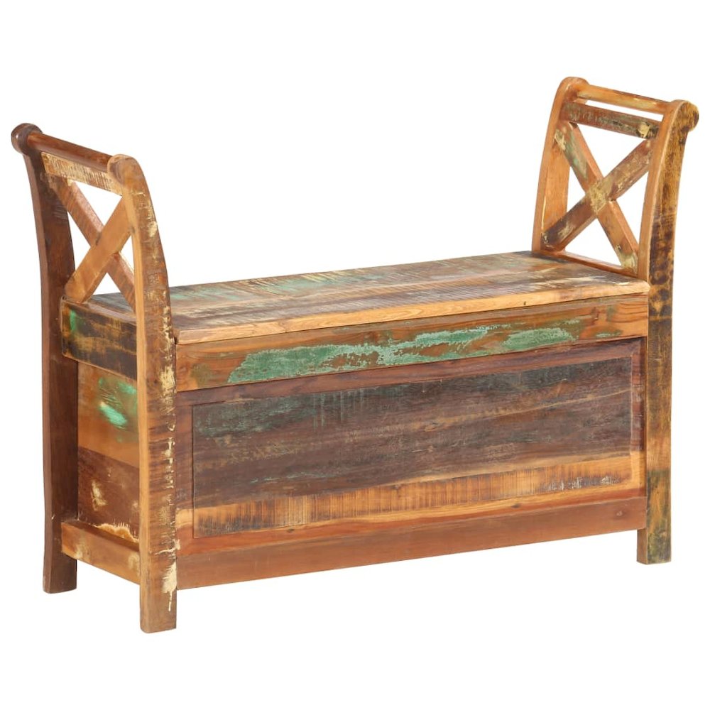 Hall Bench Dark brown Solid reclaimed wood 40.6 in wide, 13 in deep. Picture 9