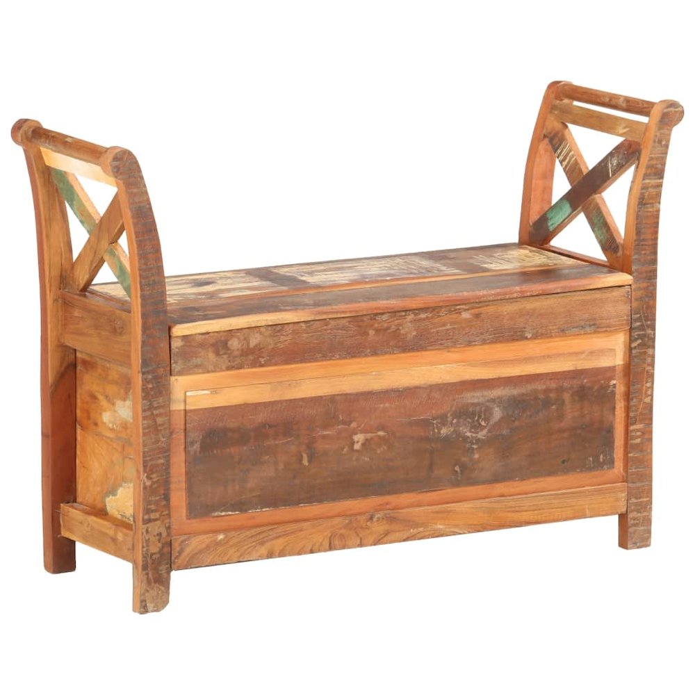 Hall Bench Dark brown Solid reclaimed wood 40.6 in wide, 13 in deep. Picture 10