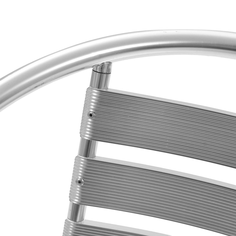 Dining Set Silver Aluminum Medium Stackable 5 Piece Dining Set. Picture 6