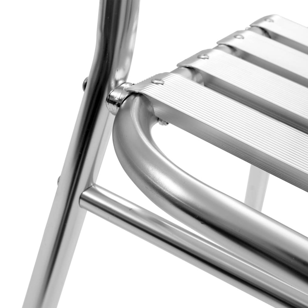 Dining Set Silver Aluminum Medium Stackable 5 Piece Dining Set. Picture 7