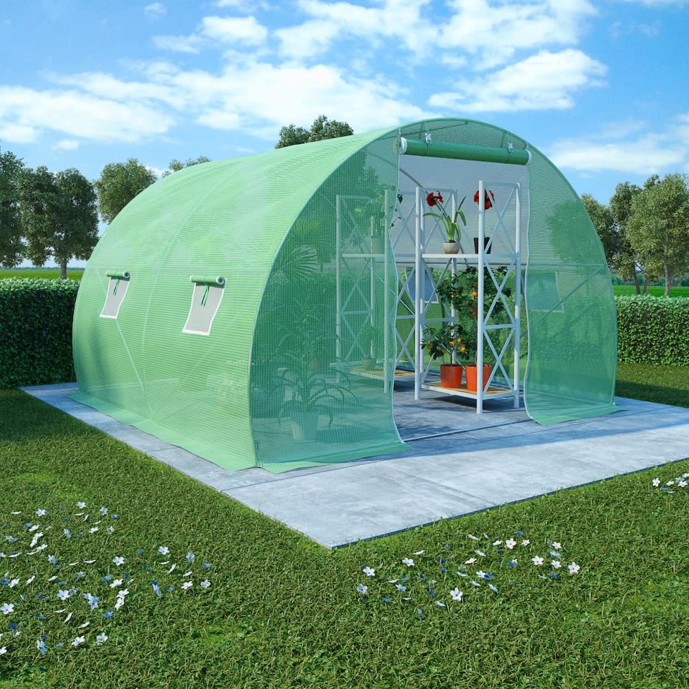 Greenhouse Green Polyethylene mesh fabric, Galvanized steel Medium. Picture 1