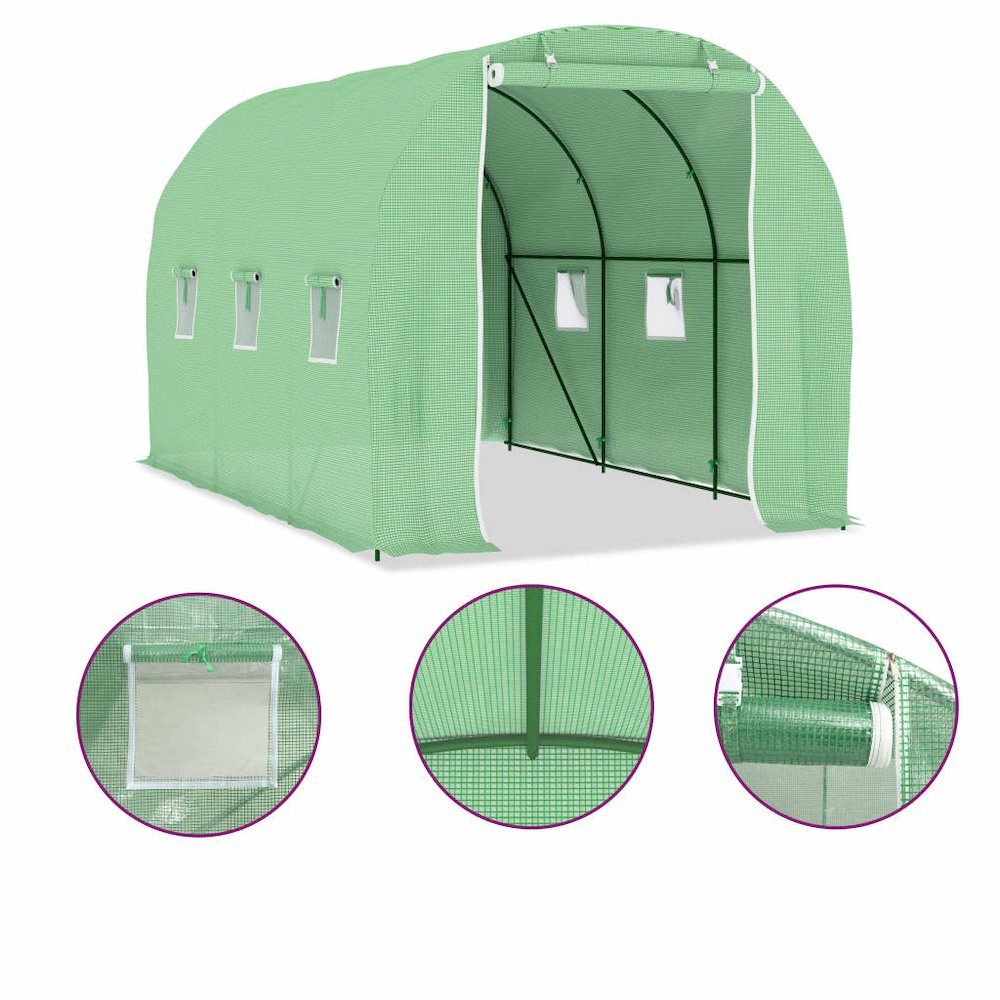 Greenhouse Green Polyethylene mesh fabric, Galvanized steel. Picture 5