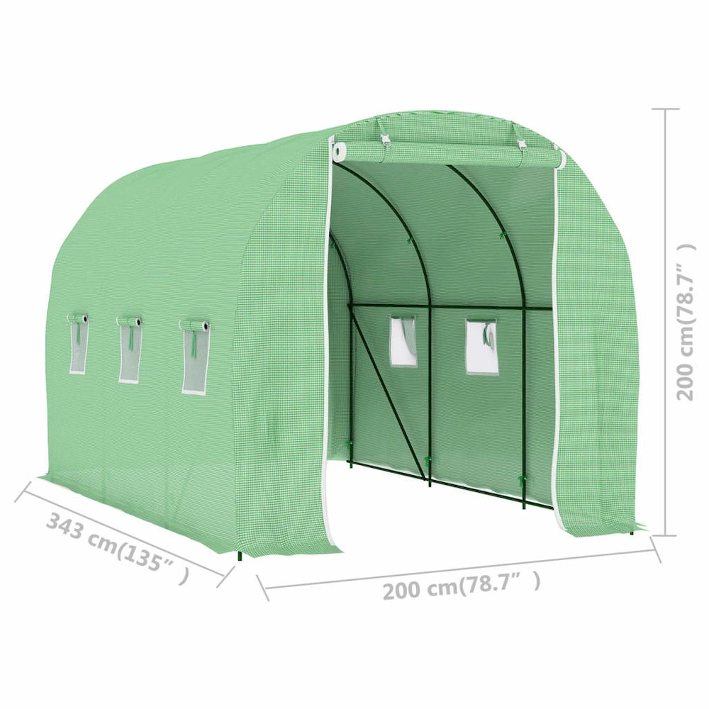Greenhouse Green Polyethylene mesh fabric, Galvanized steel. Picture 11