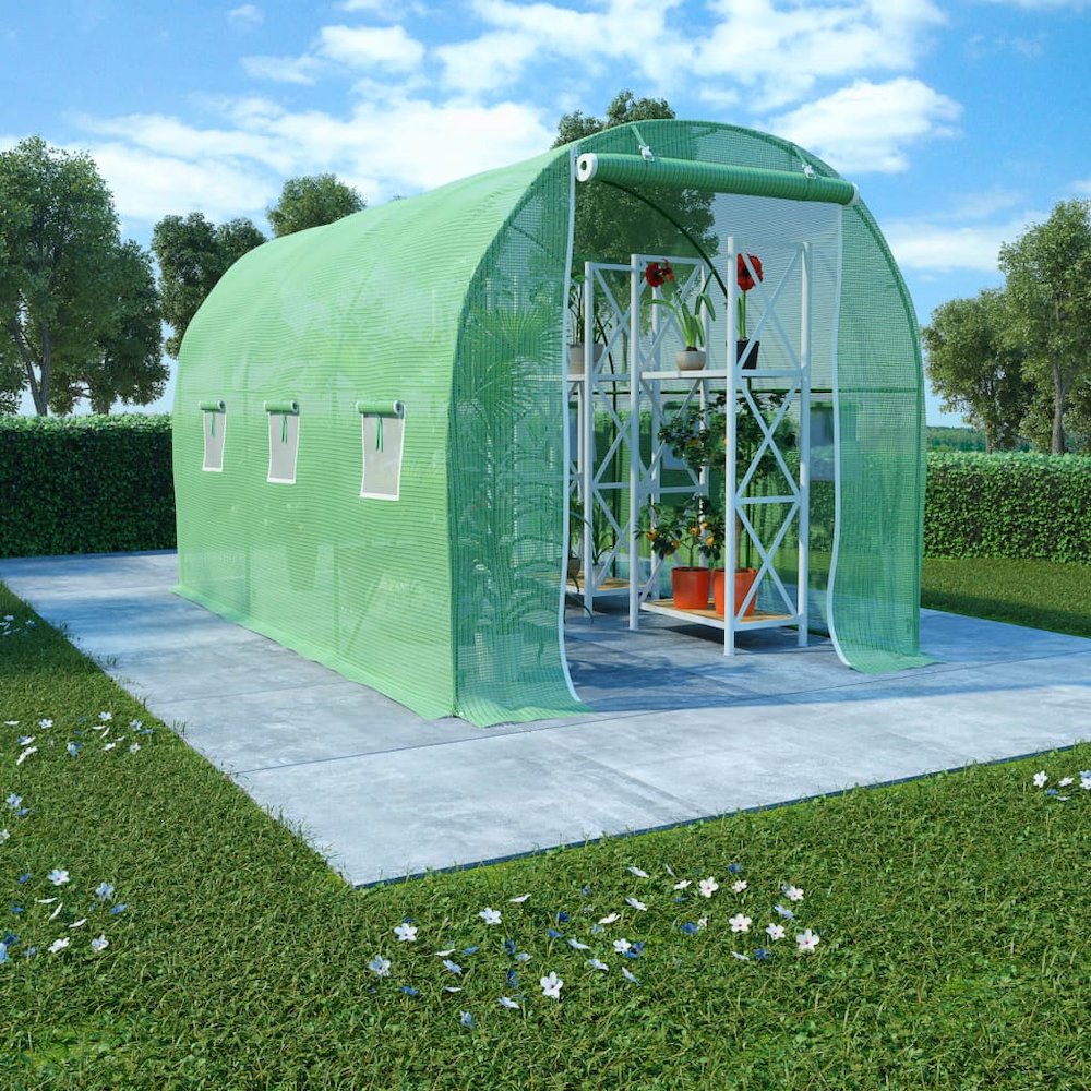 Greenhouse Green Polyethylene mesh fabric, Galvanized steel. Picture 1