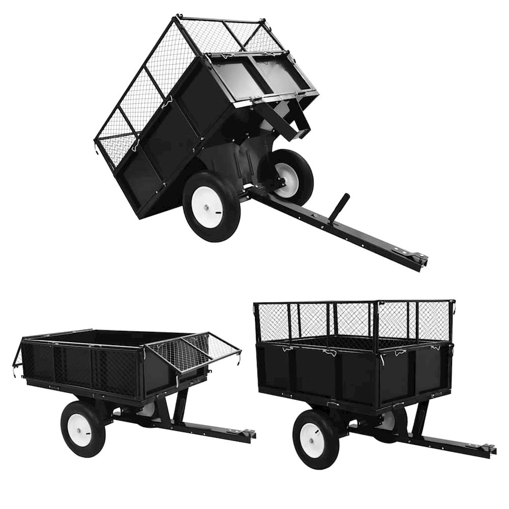Tipping Trailer Black Steel Large Detachable Tipping Trailer. Picture 9
