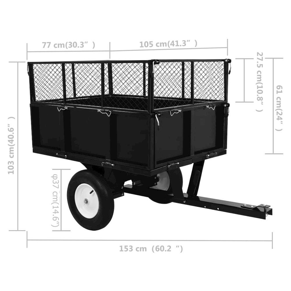 Tipping Trailer Black Steel Large Detachable Tipping Trailer. Picture 12