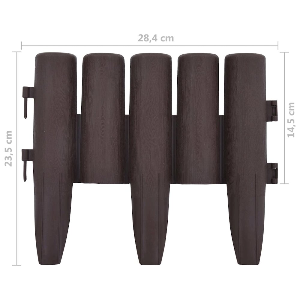 vidaXL Lawn Edgings 36 pcs Brown 393.7" PP, 48620. Picture 7
