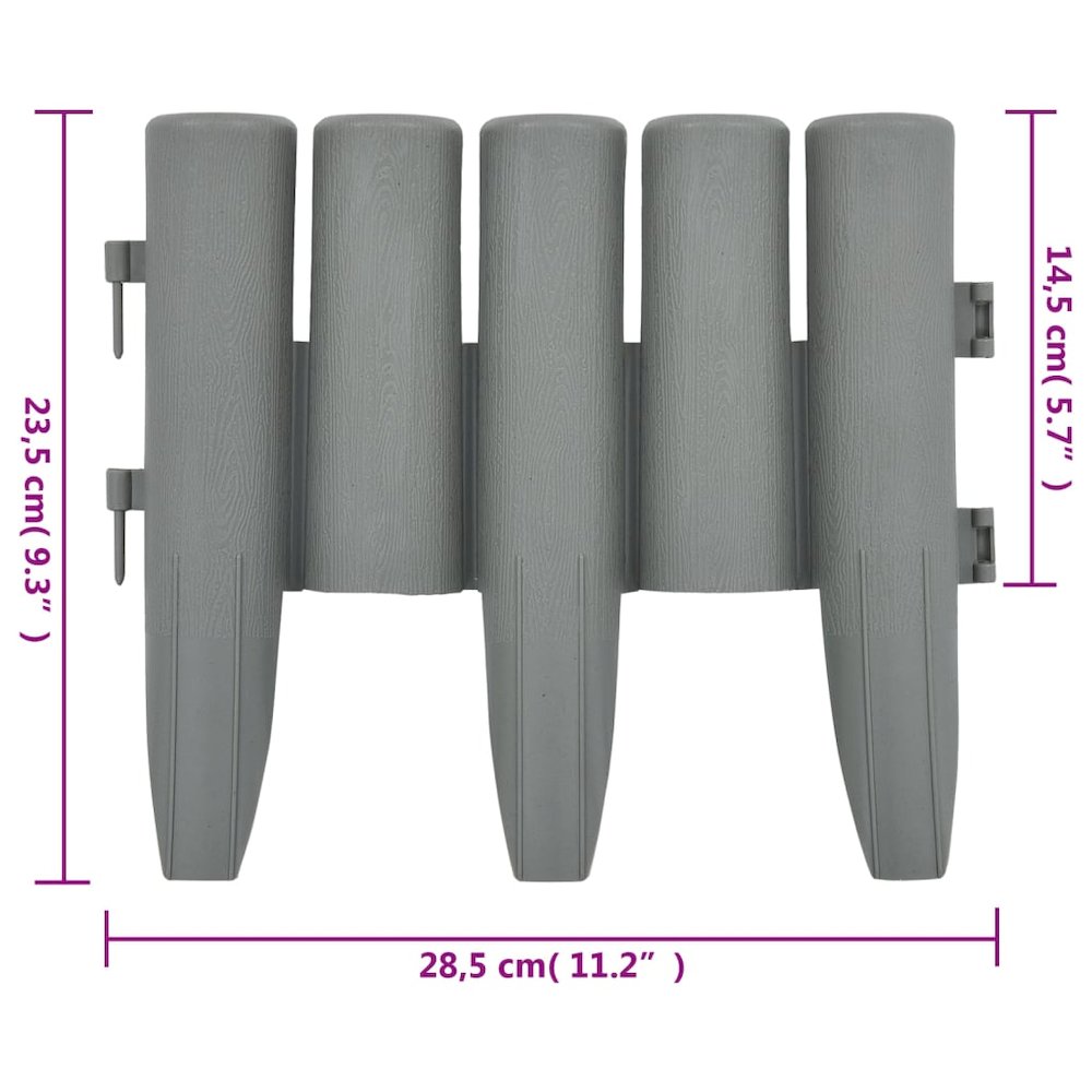 vidaXL Lawn Edgings 36 pcs Gray 393.7" PP, 48621. Picture 7