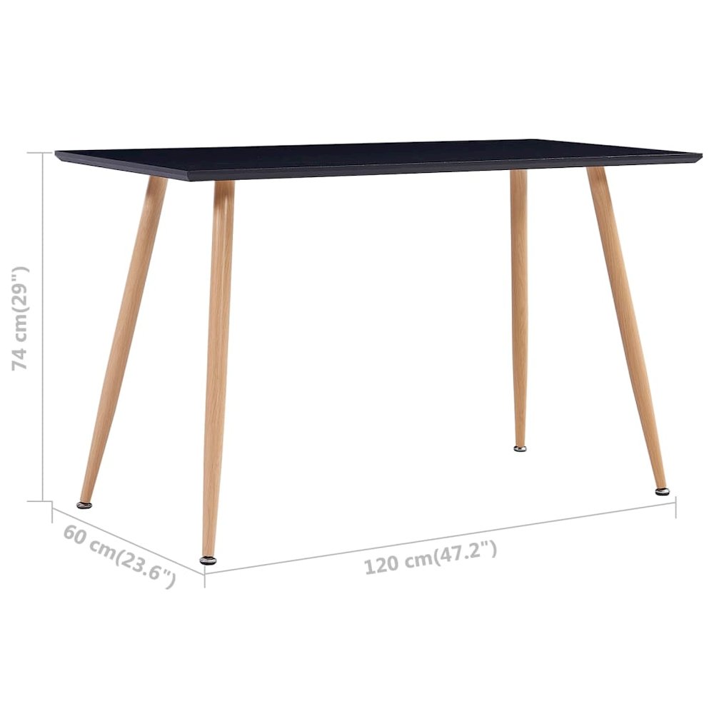 Dining Table Black and Oak MDF and Steel. Picture 5