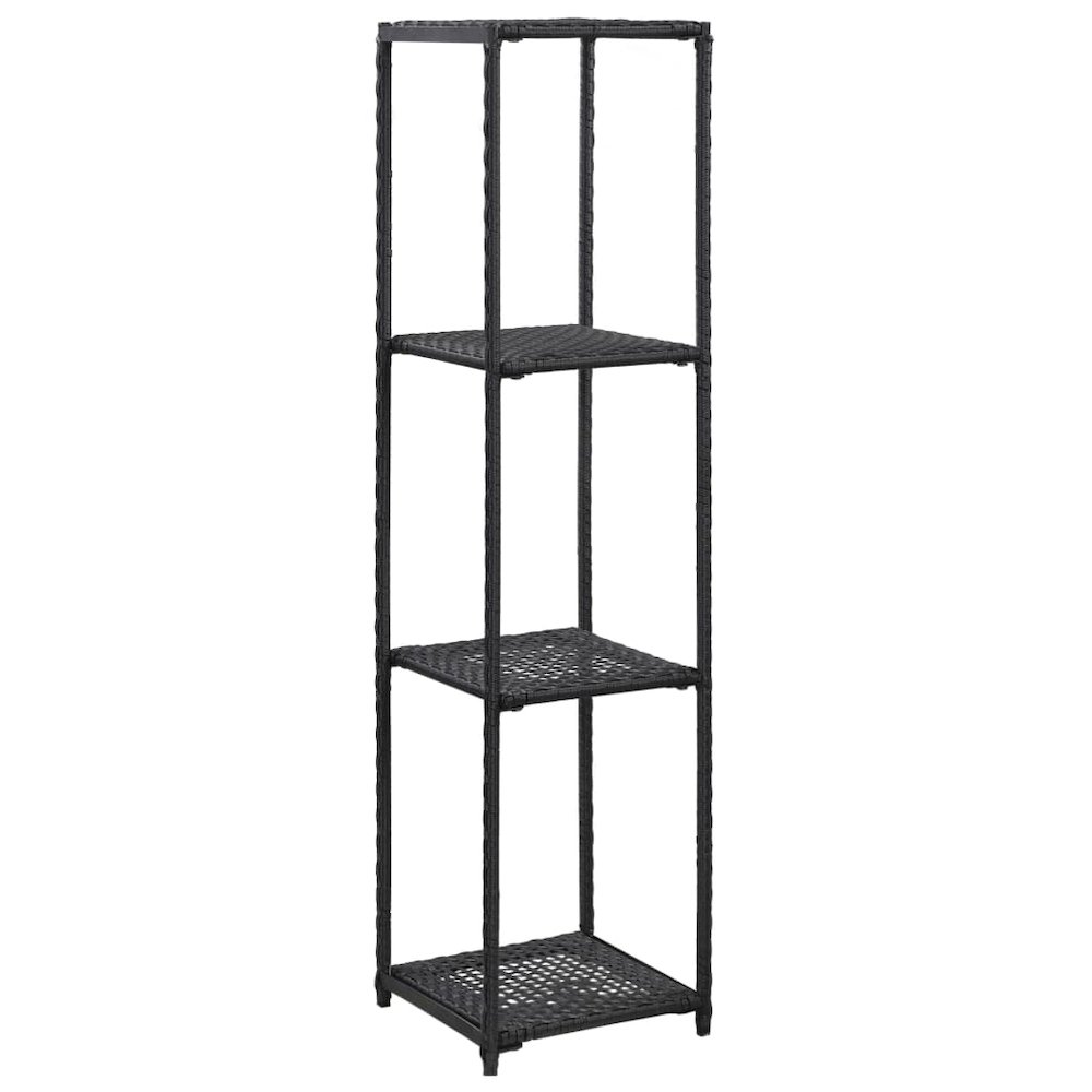 Storage Shelf Black Poly Rattan 11.8x11.8x47.2 in Storage Shelf. Picture 1