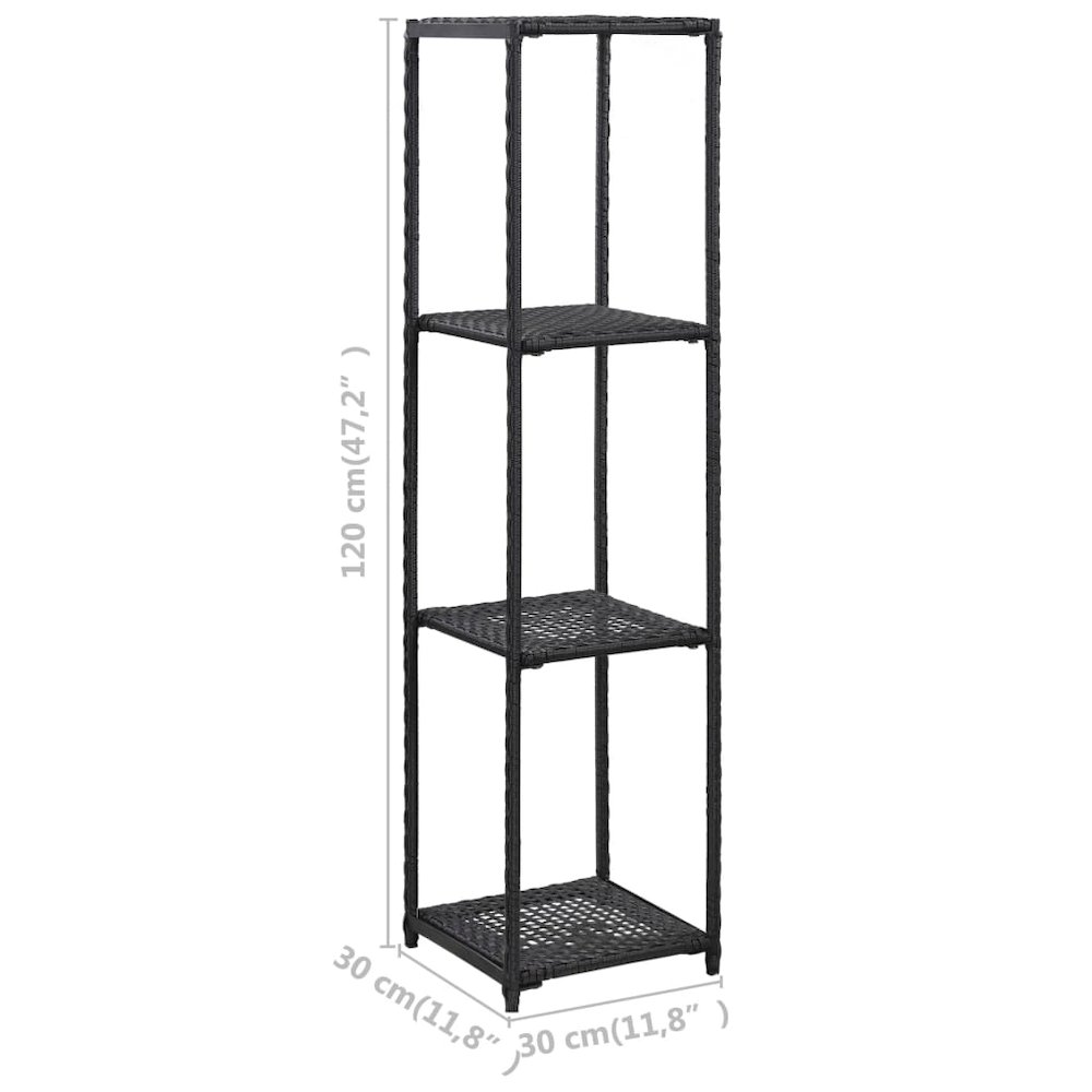 Storage Shelf Black Poly Rattan 11.8x11.8x47.2 in Storage Shelf. Picture 5