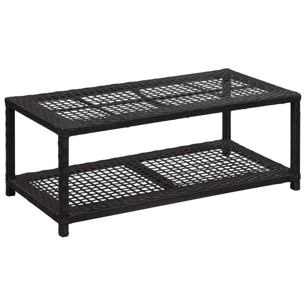 Shoe Bench Black Poly rattan, metal Medium Shoe Bench. Picture 1