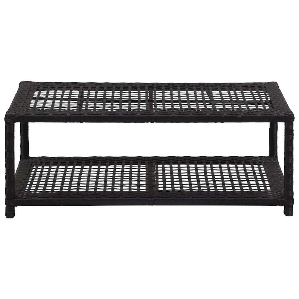 Shoe Bench Black Poly rattan, metal Medium Shoe Bench. Picture 2