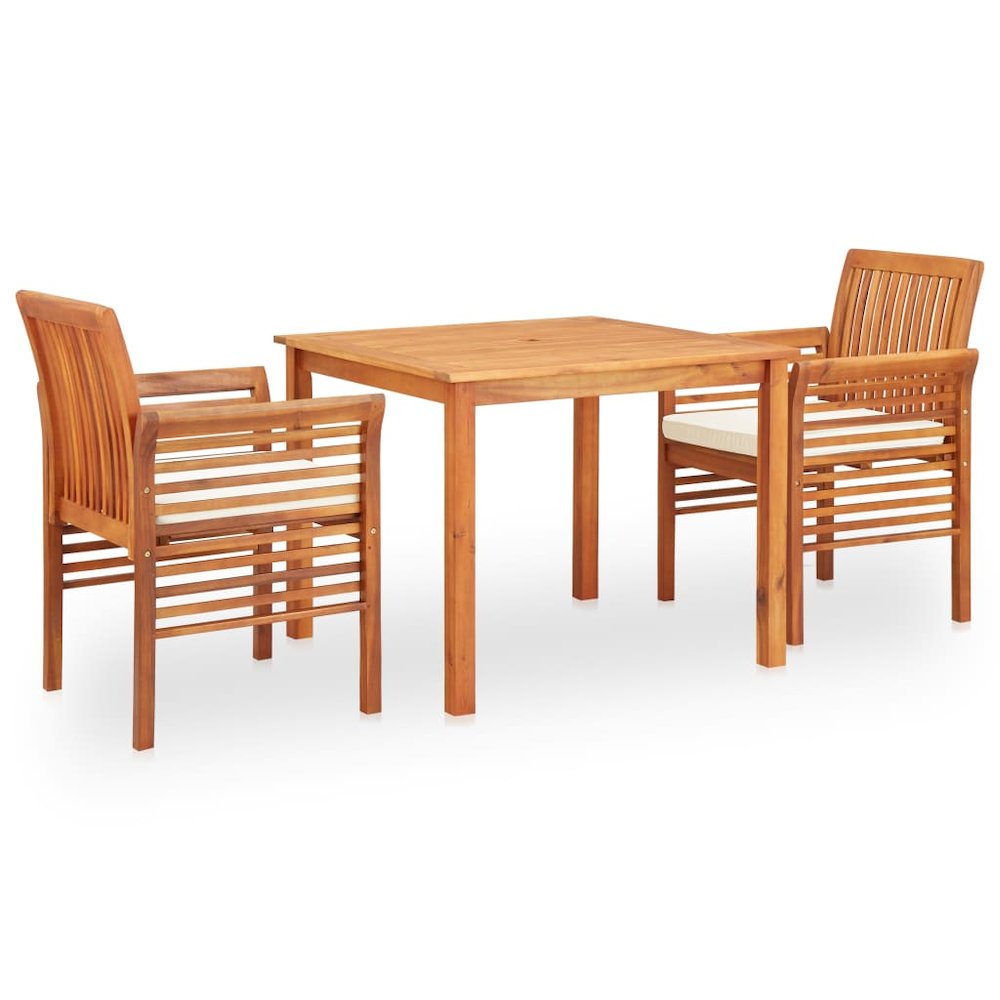Outdoor Dining Set Brown frame Solid Acacia wood 3 Piece. Picture 1