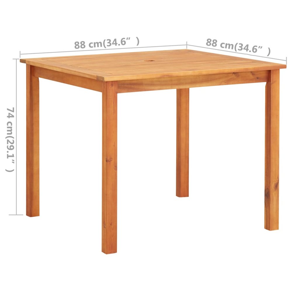 Outdoor Dining Set Brown frame Solid Acacia wood 3 Piece. Picture 10