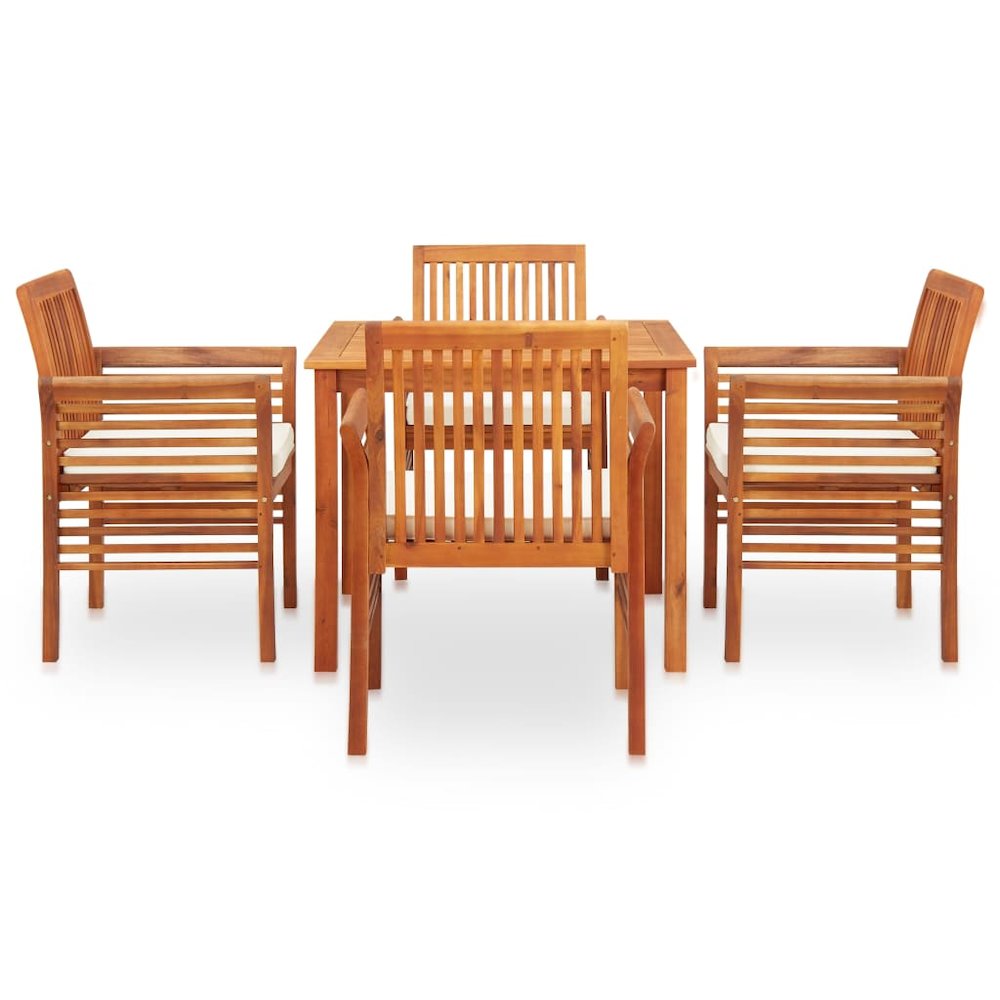Outdoor Dining Set Brown frame Solid Acacia Wood 5 Piece Set. Picture 2
