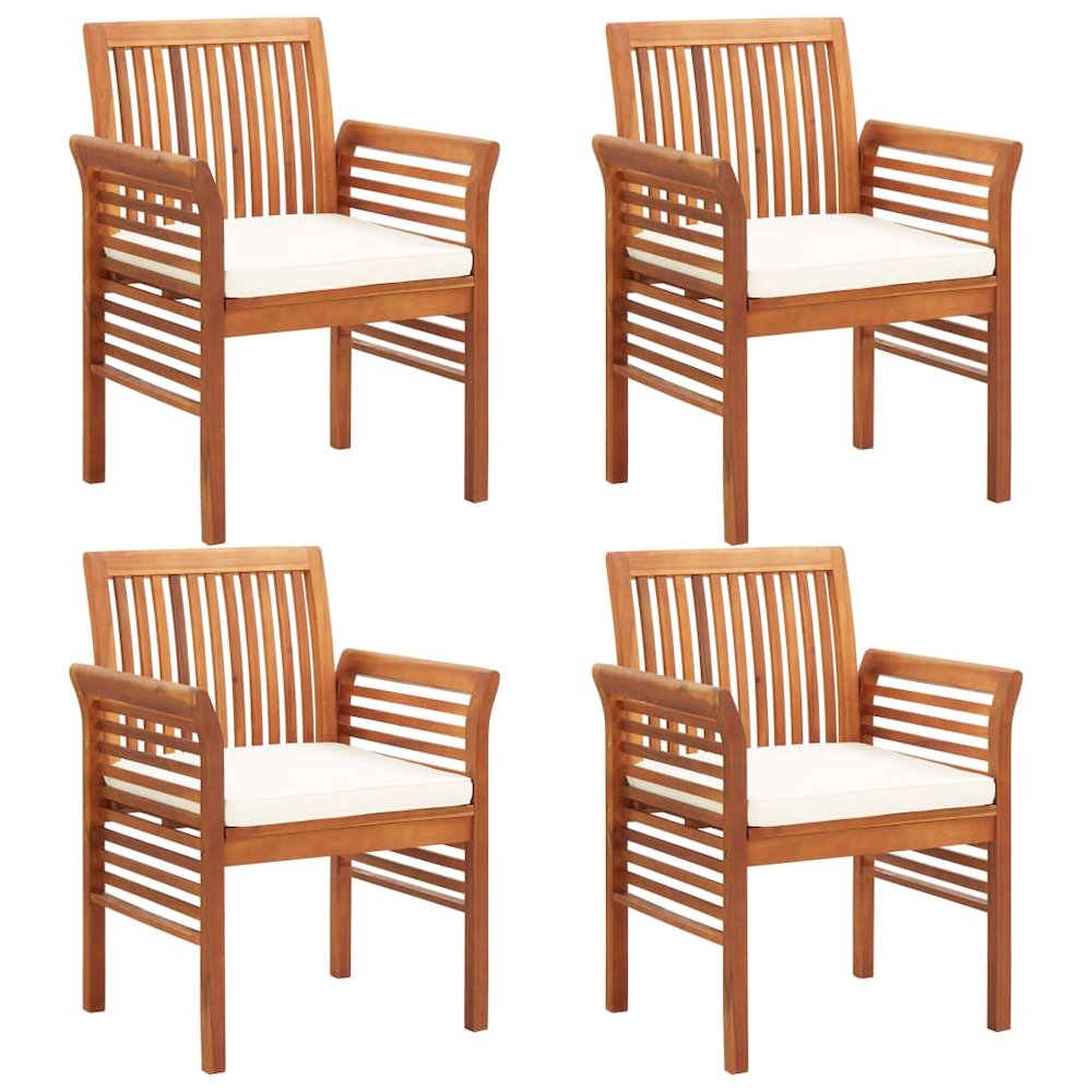 Outdoor Dining Set Brown frame Solid Acacia Wood 5 Piece Set. Picture 3
