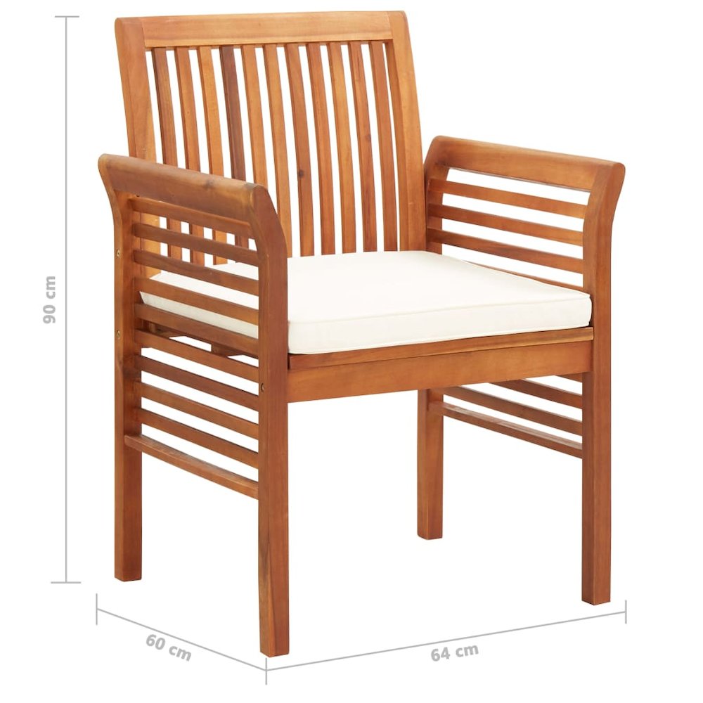 Outdoor Dining Set Brown frame Solid Acacia Wood 5 Piece Set. Picture 8