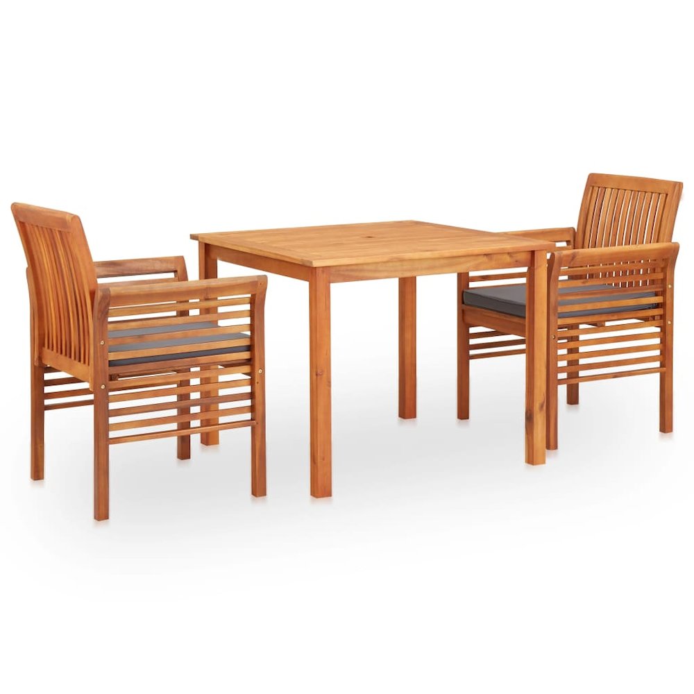 Outdoor Dining Set Brown frame with dark grey cushions. Picture 1