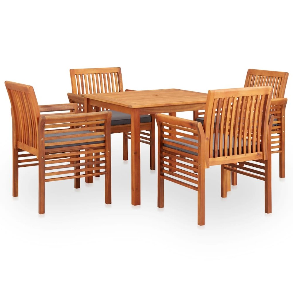 Outdoor Dining Set Brown frame with dark grey cushions. Picture 1