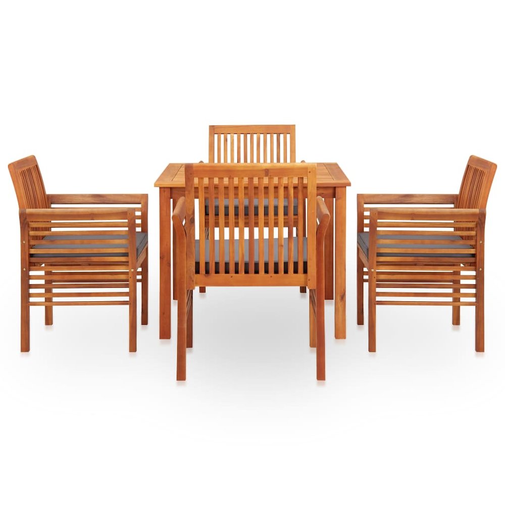 Outdoor Dining Set Brown frame with dark grey cushions. Picture 2