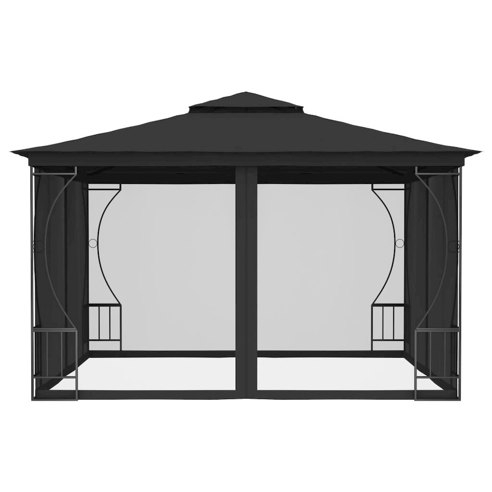 vidaXL Gazebo with Nets 9.8'x9.8'x8.7' Anthracite. Picture 2