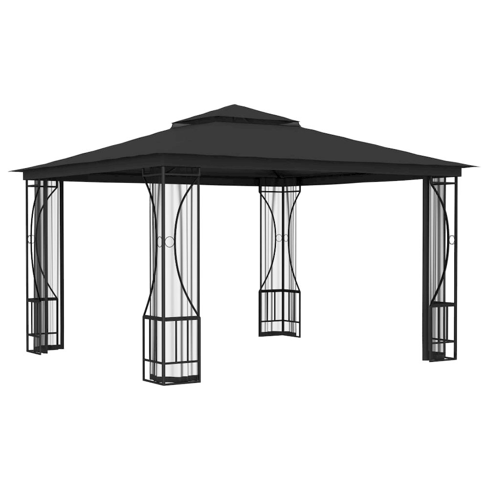 vidaXL Gazebo with Nets 9.8'x9.8'x8.7' Anthracite. Picture 3