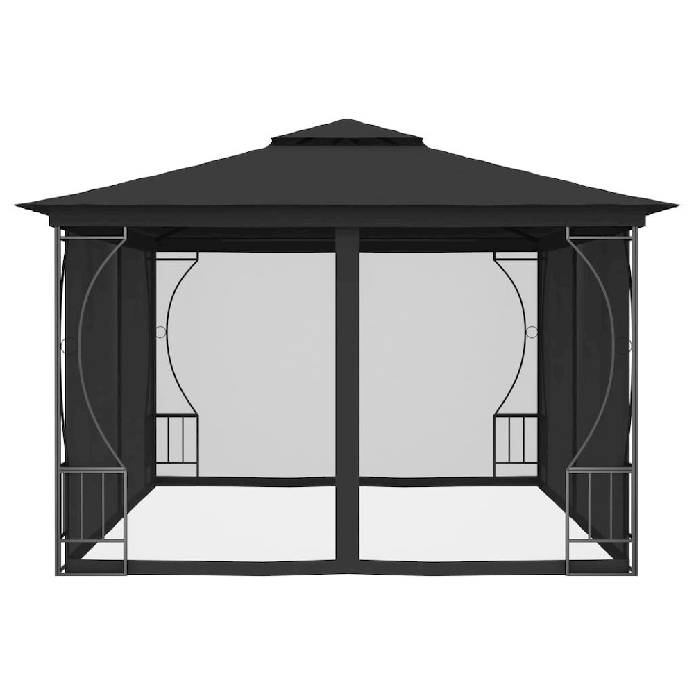 vidaXL Gazebo with Nets 9.8'x13.1'x8.7' Anthracite. Picture 3