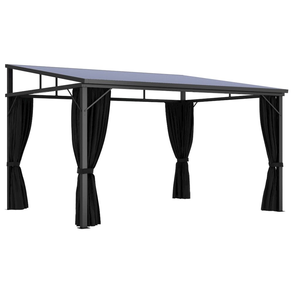 vidaXL Gazebo with Curtain 13.3'x9.6'x8' Anthracite. Picture 2