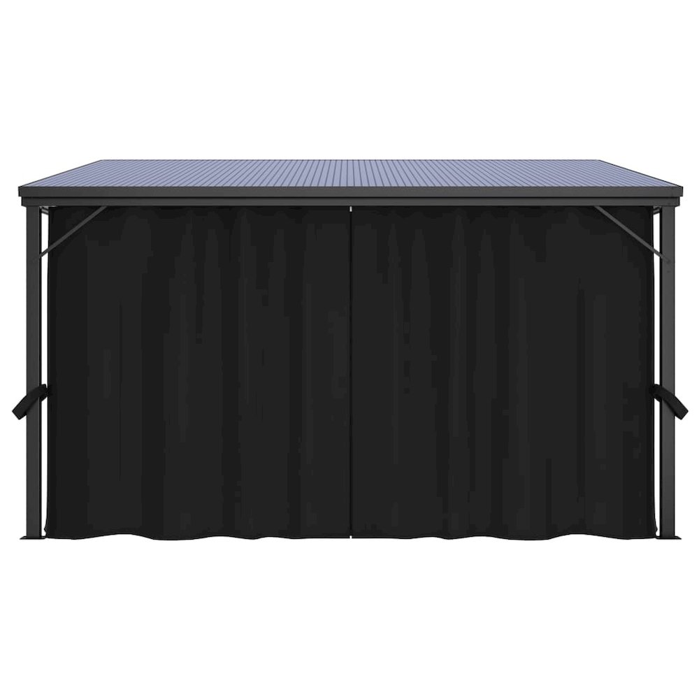 vidaXL Gazebo with Curtain 13.3'x9.6'x8' Anthracite. Picture 4