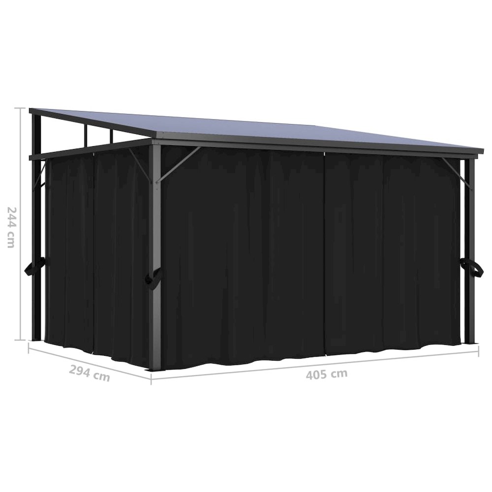 vidaXL Gazebo with Curtain 13.3'x9.6'x8' Anthracite. Picture 10