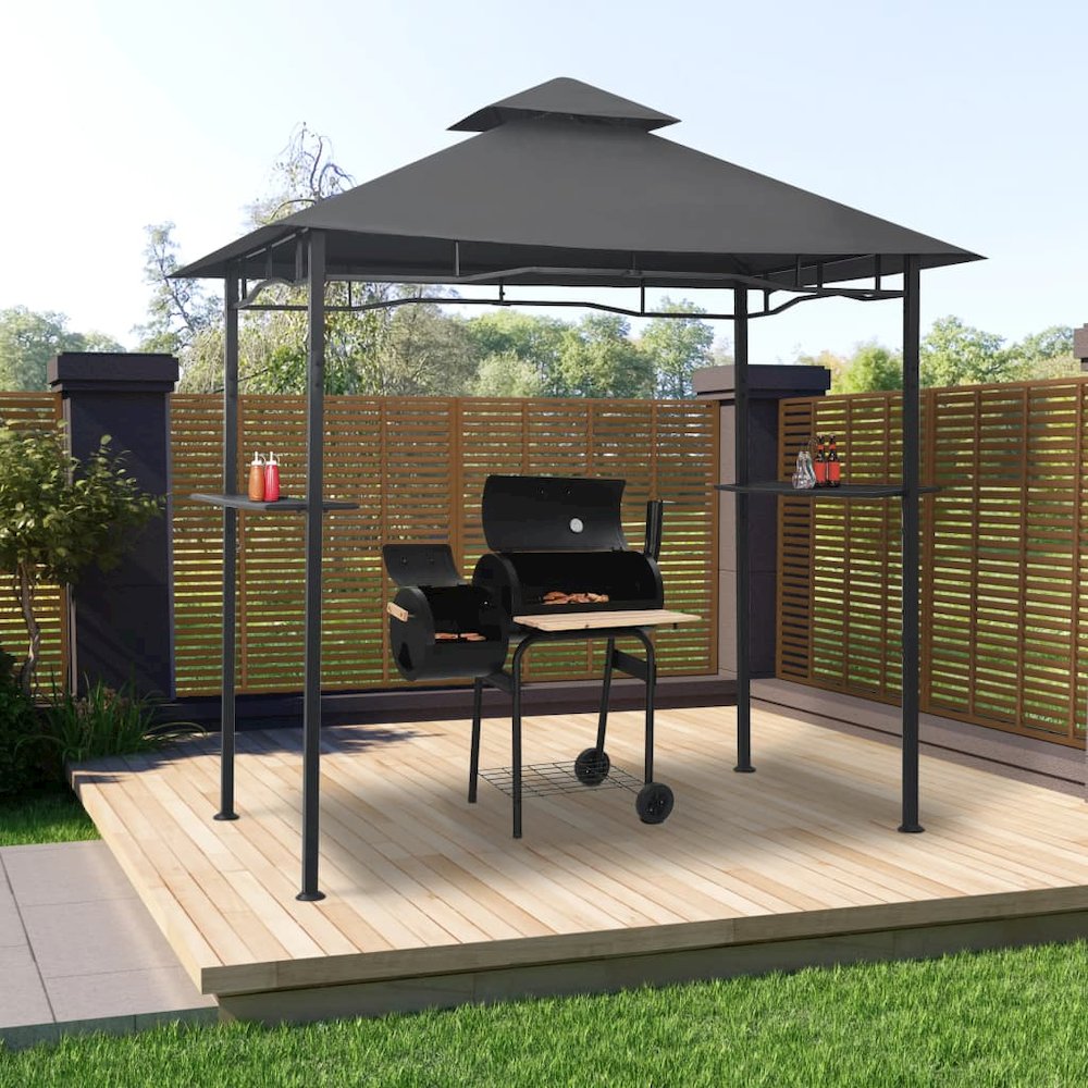 BBQ Gazebo Anthracite Steel, 100% polyester fabric Large. Picture 1