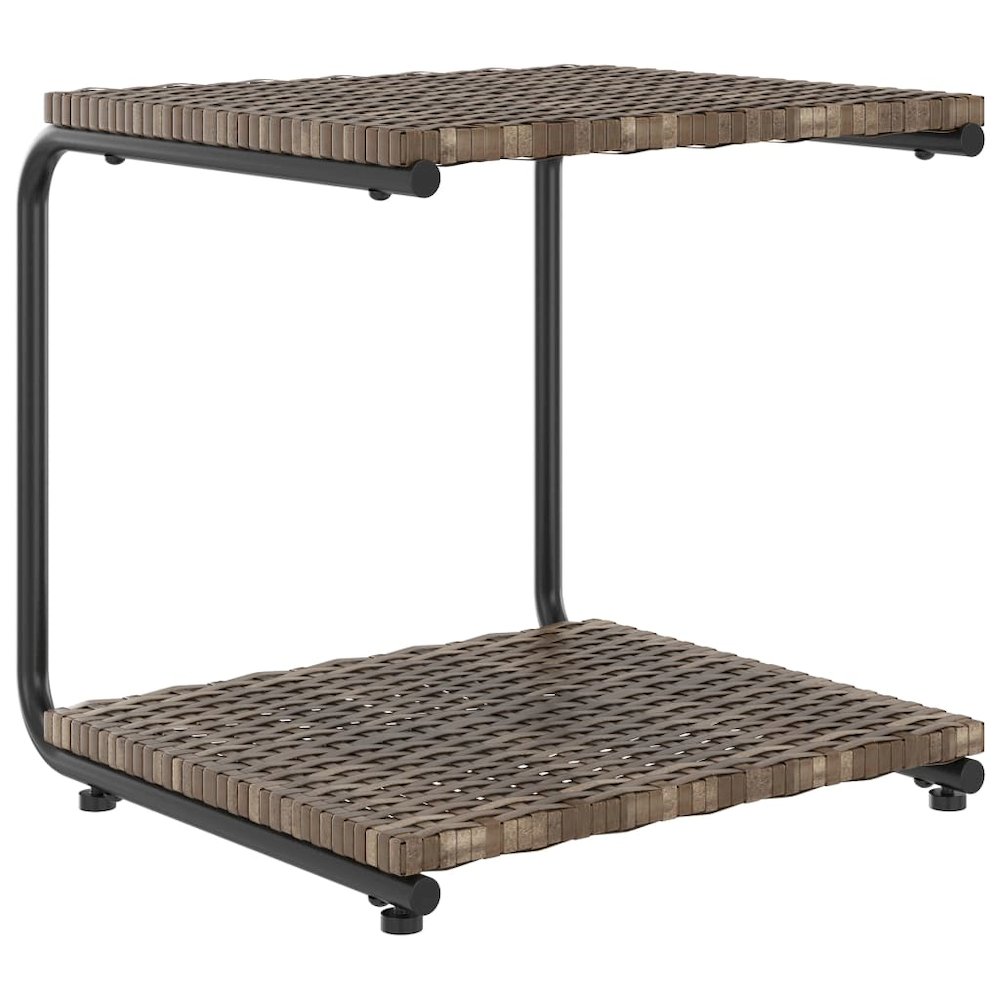 Sun Lounger Brown and Cream Poly Rattan, Powder-Coated Steel, Fabric. Picture 7