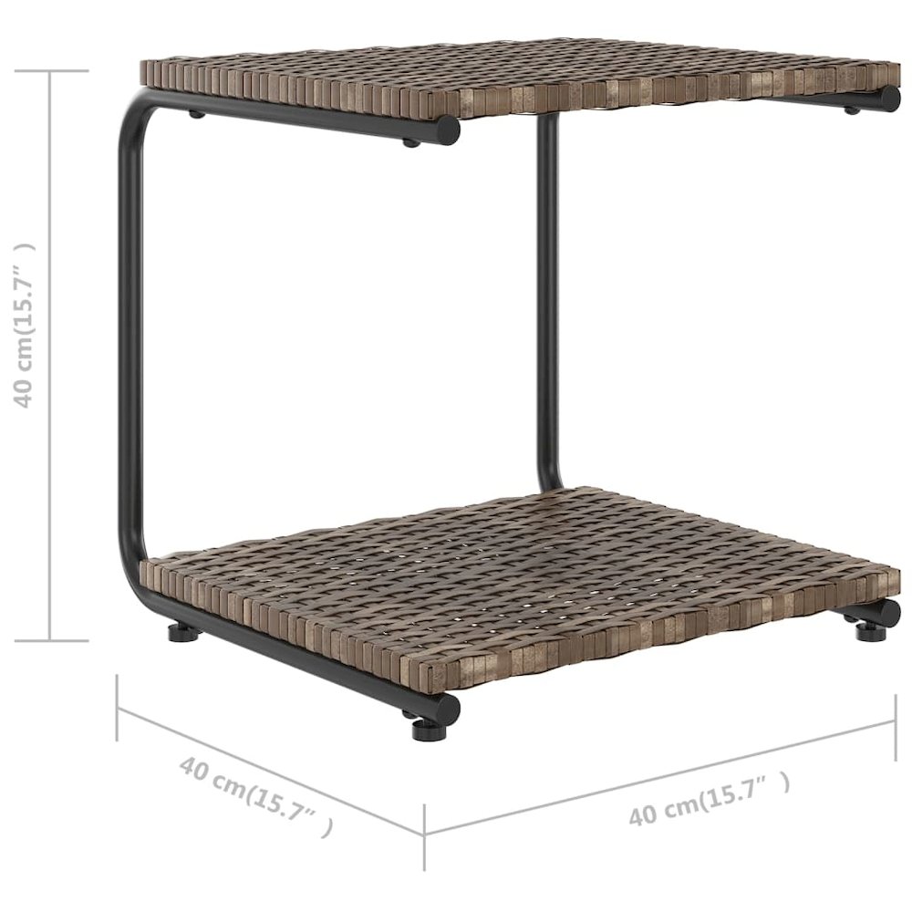 Sun Lounger Brown and Cream Poly Rattan, Powder-Coated Steel, Fabric. Picture 9
