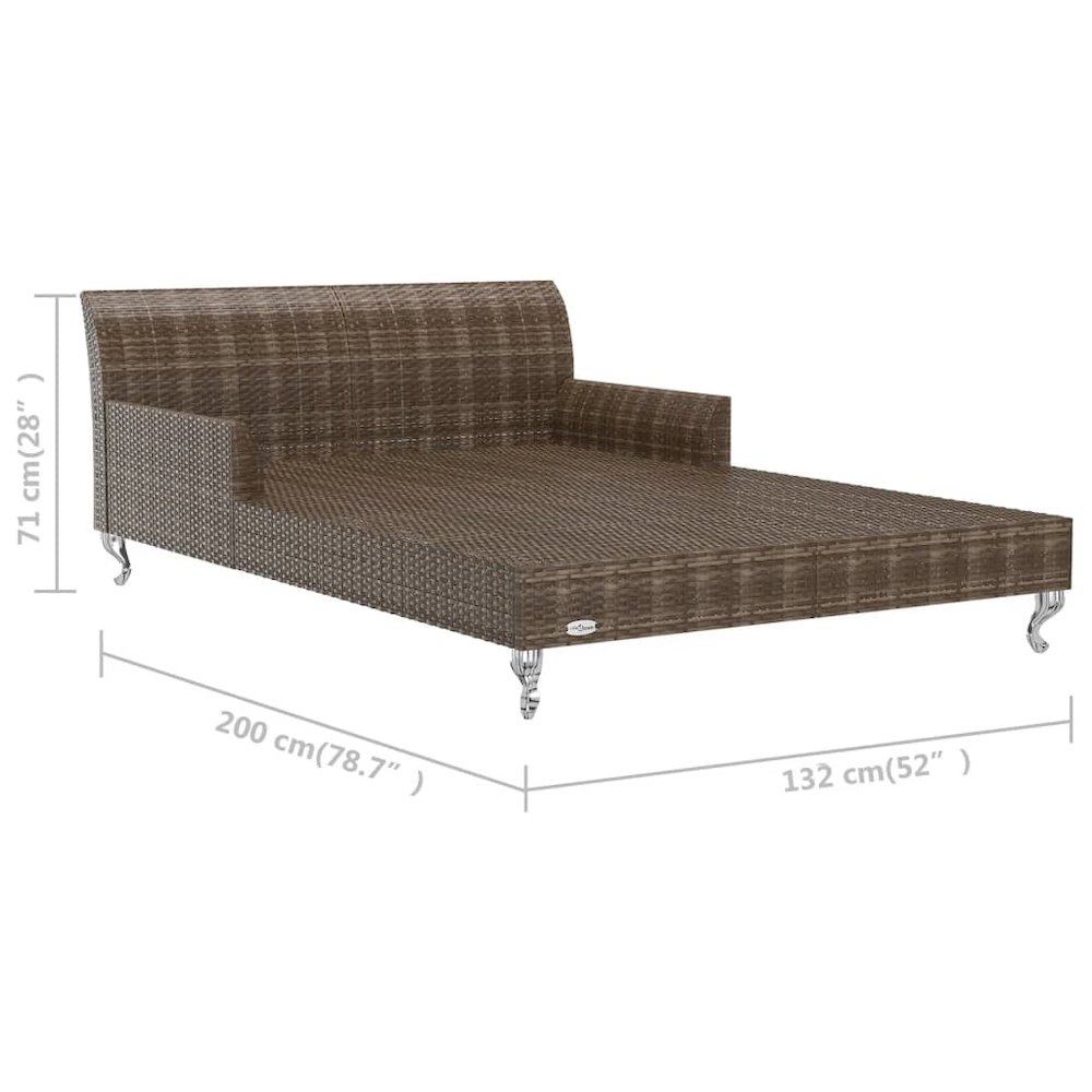 Sun Lounger Brown and Cream Poly Rattan, Powder-Coated Steel, Fabric. Picture 10