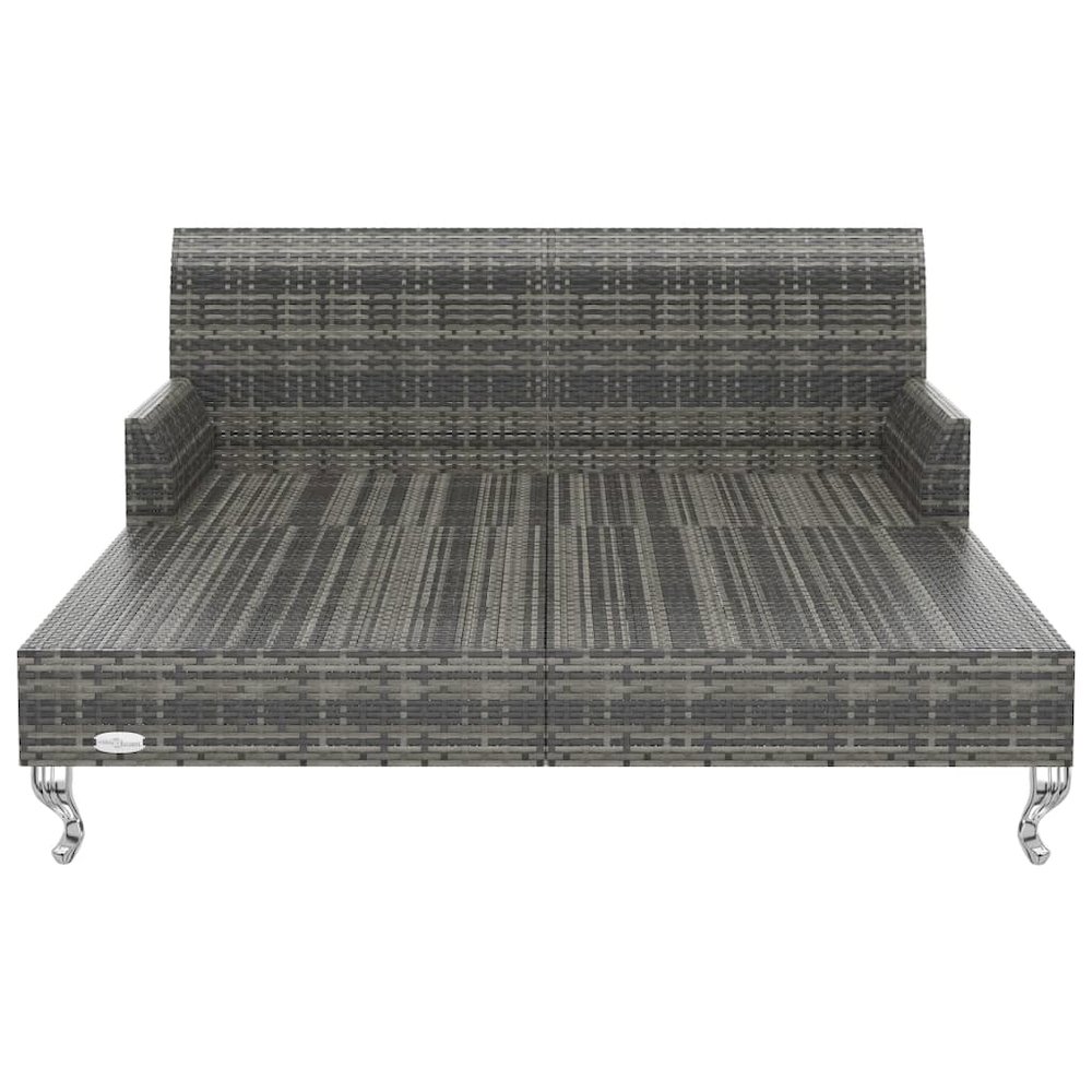 Sun Lounger Grey Rattan and Dark Grey Cushion. Picture 5