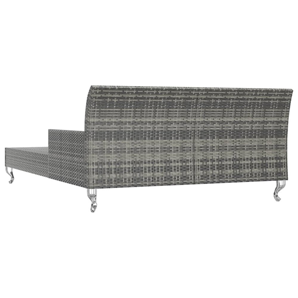 Sun Lounger Grey Rattan and Dark Grey Cushion. Picture 6