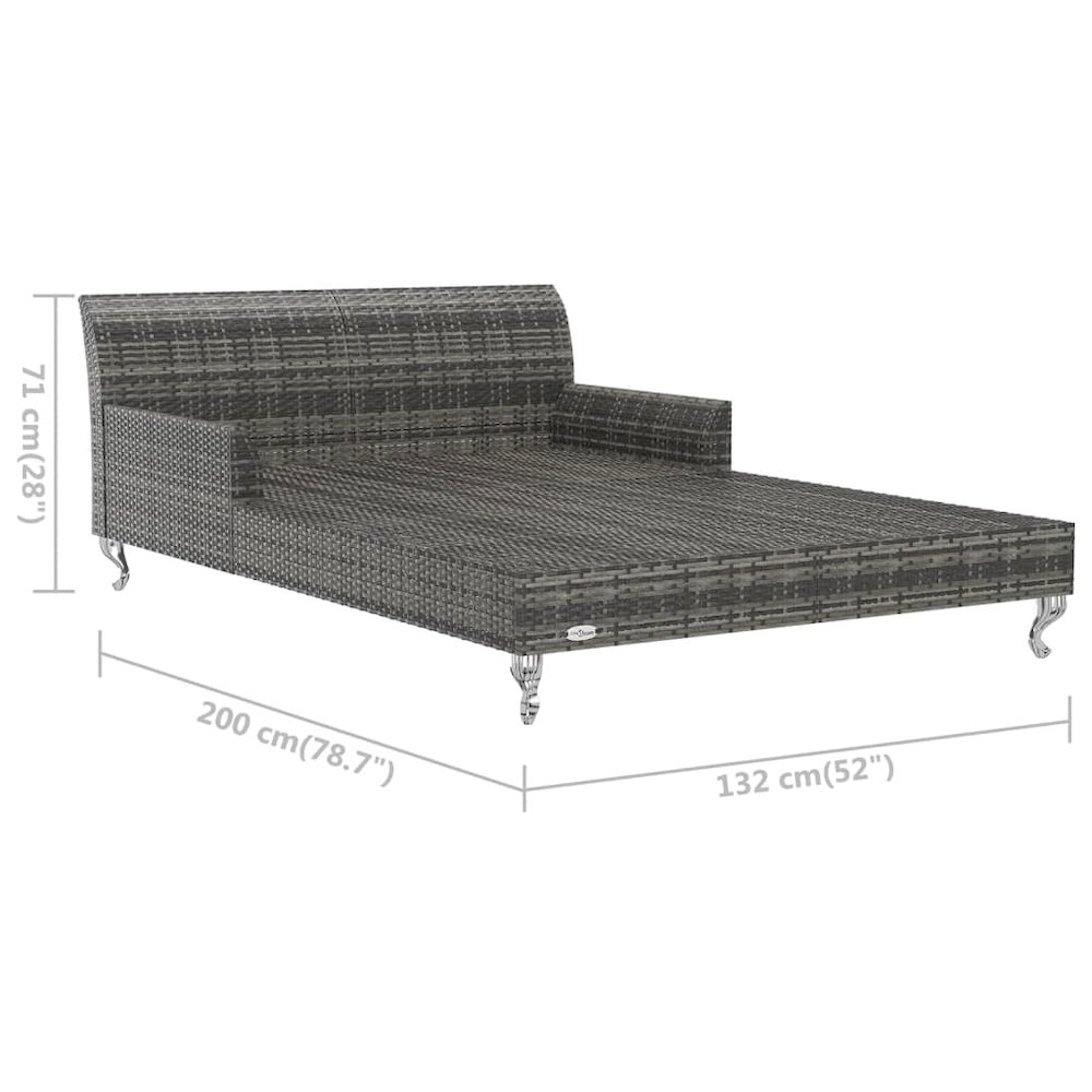 Sun Lounger Grey Rattan and Dark Grey Cushion. Picture 9