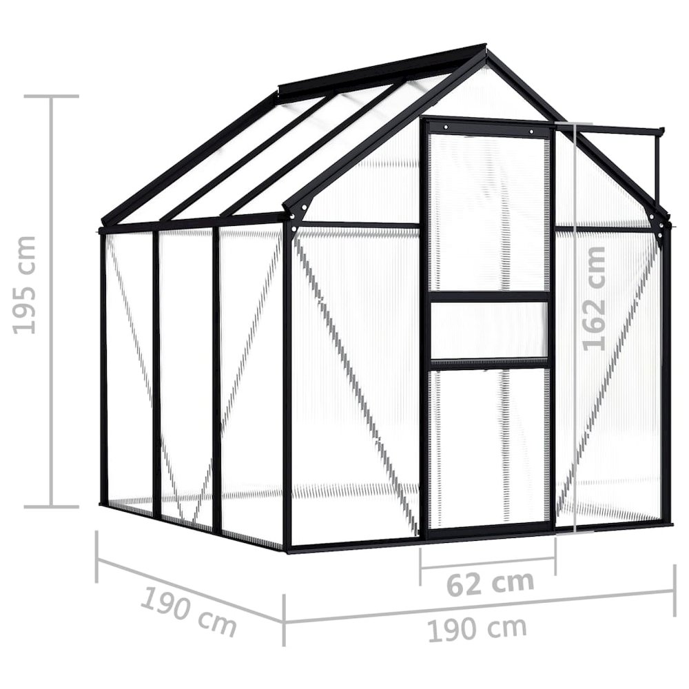 Greenhouse Anthracite and transparent Aluminum, Polycarbonate Large. Picture 7