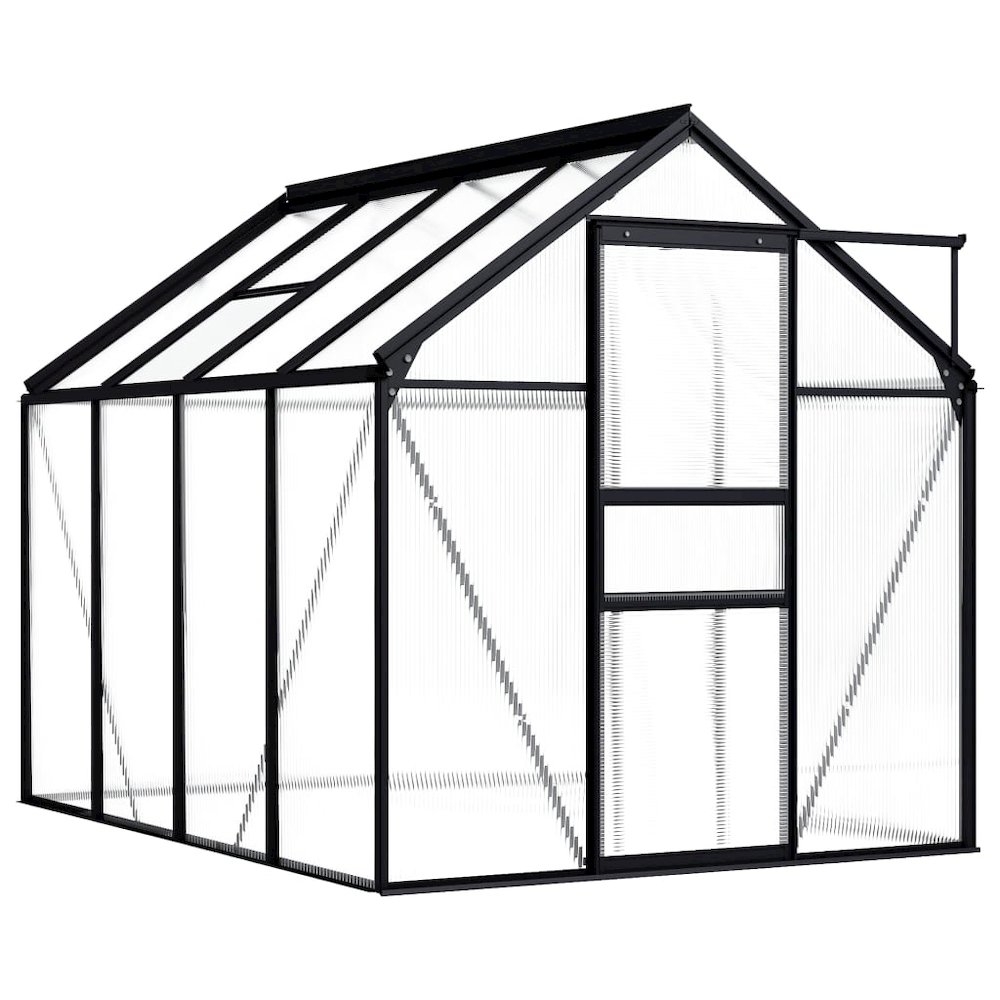 vidaXL Greenhouse Anthracite Aluminum 51.1 ftÂ². Picture 1