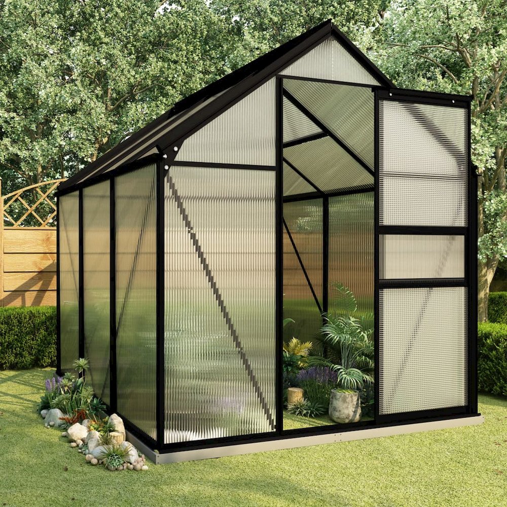 Greenhouse Anthracite and Transparent Aluminum and Polycarbonate. Picture 1