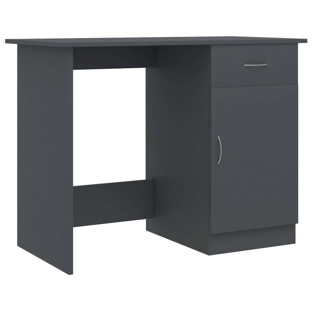 vidaXL Desk Gray 39.4"x19.7"x29.9" Chipboard, 801082. Picture 2