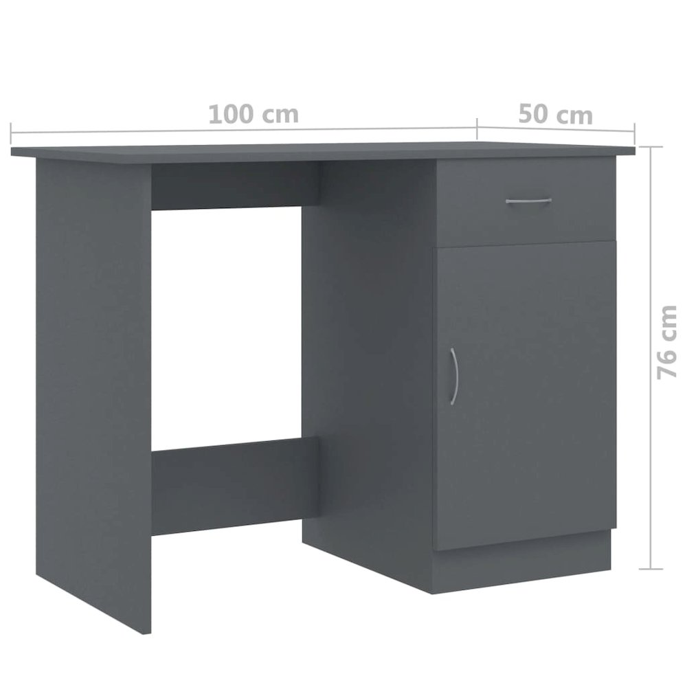 vidaXL Desk Gray 39.4"x19.7"x29.9" Chipboard, 801082. Picture 9